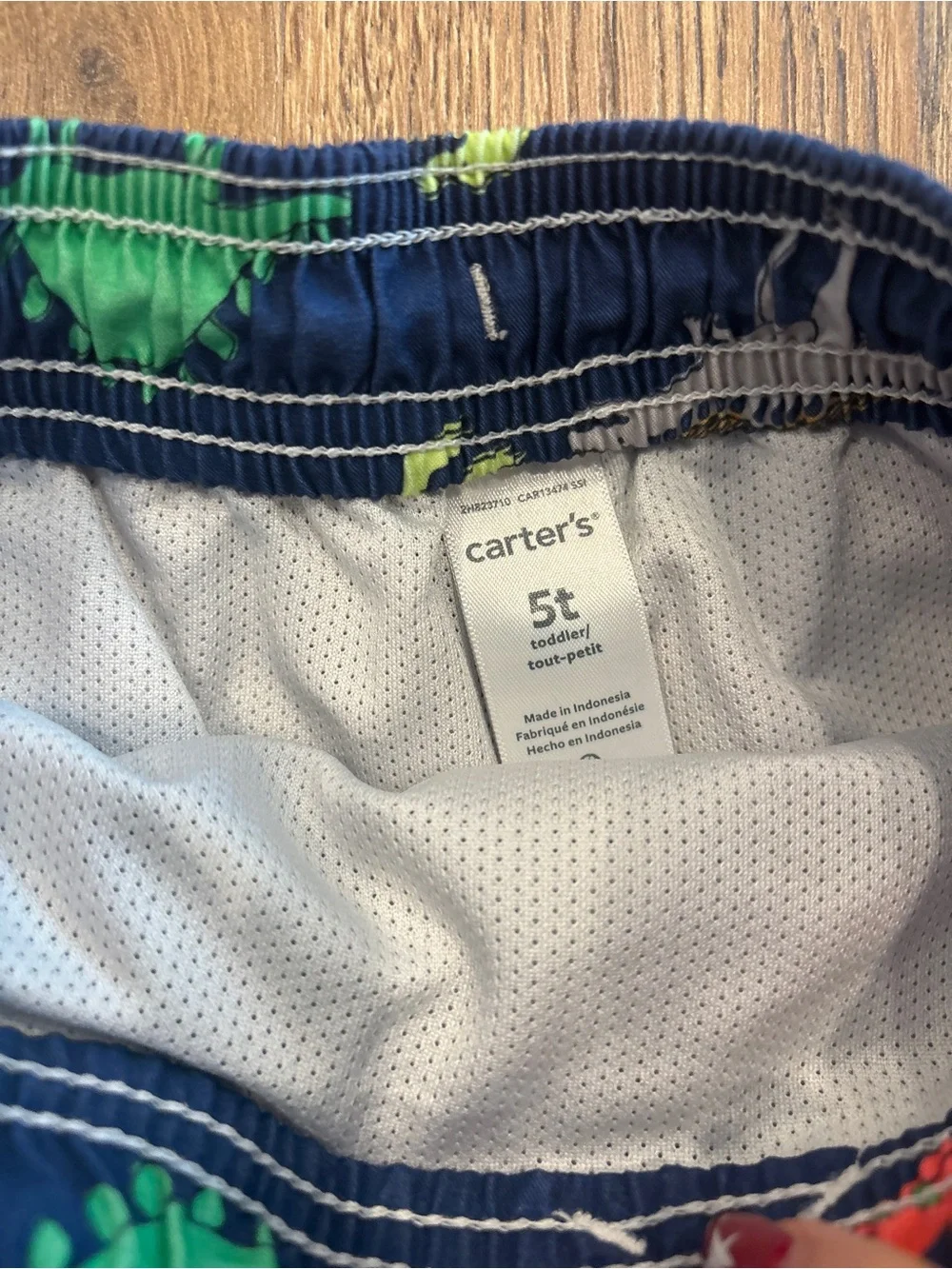 Carter's Orange & Green Dino Rashguard Swim Set with Navy Dino Shorts